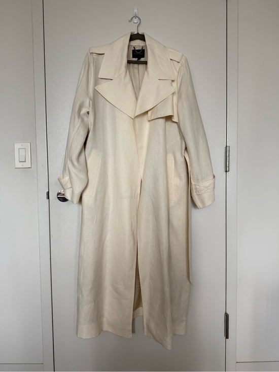 Banana Republic Jackets & Blazers - Women's Cream Long Linen Trench Coat - Classic Lightweight Overcoat